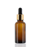 Amber Glass, Dropper Bottle with ALUMINUM Ring, 30ml